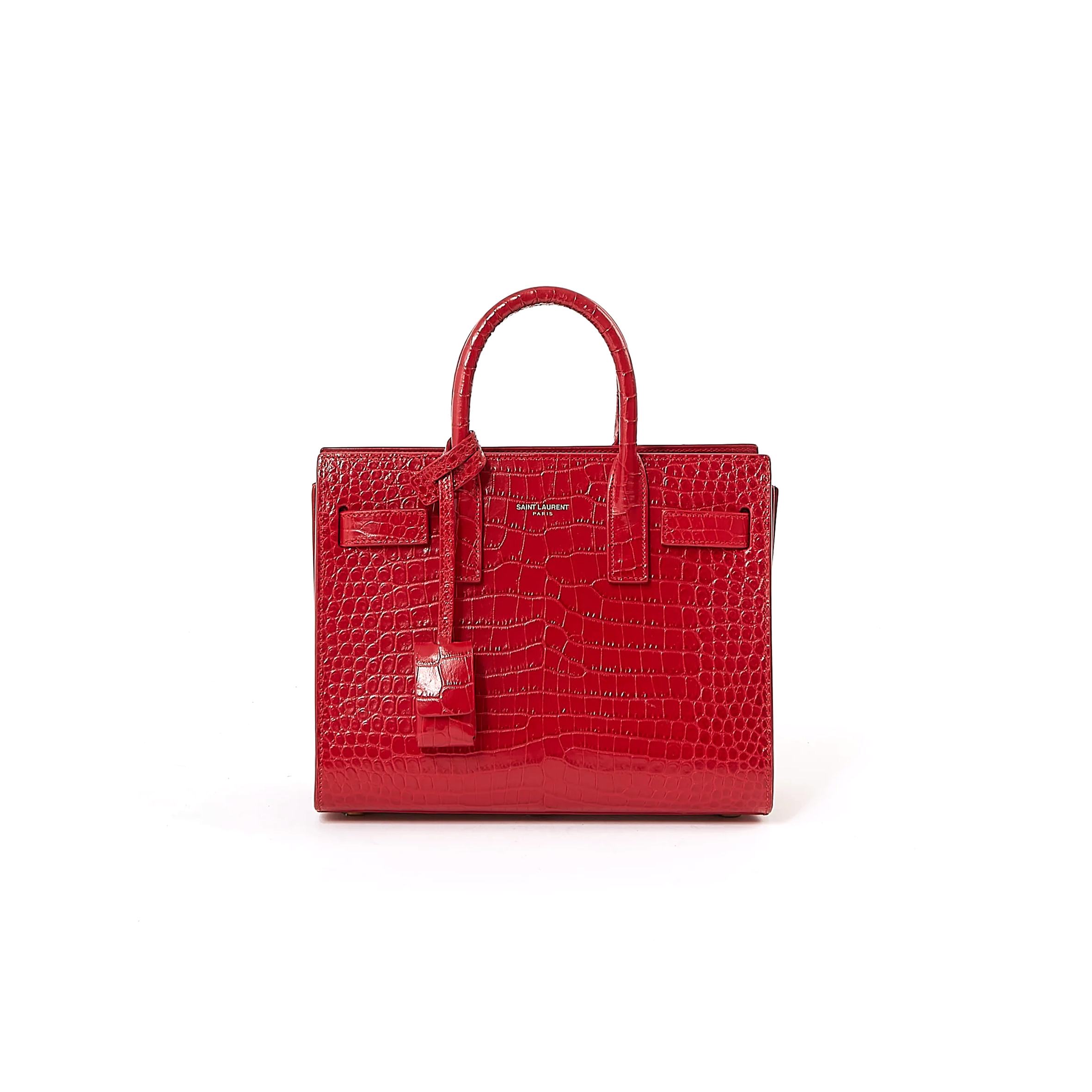 YSL RED CROC EMBOSSED NANO SAC DE JOUR BAG LU84822960252 (26*20.5*12.5cm)